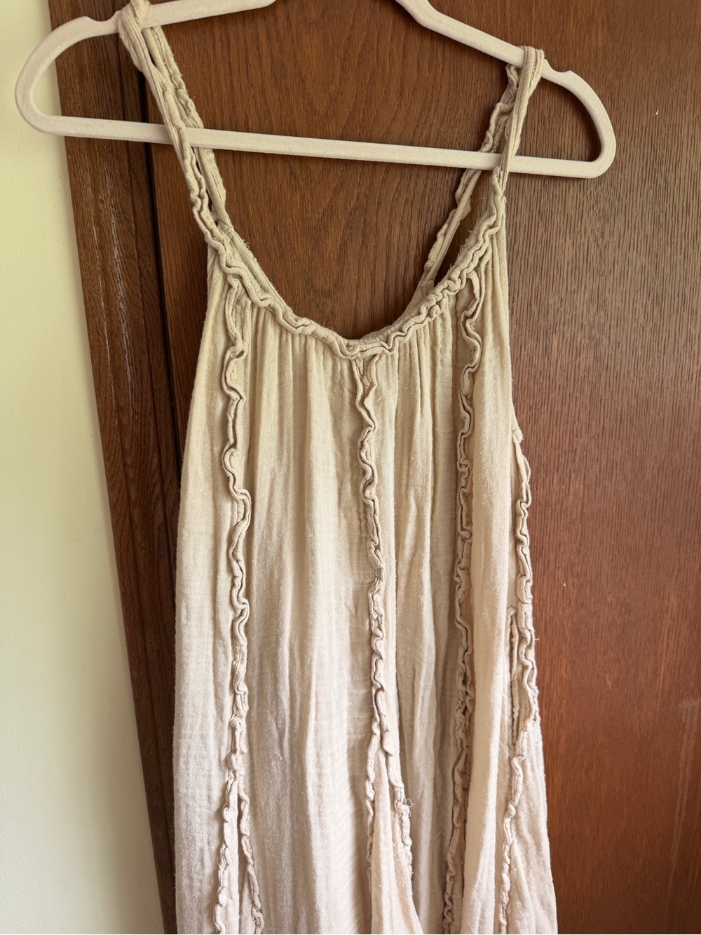 FREE PEOPLE Boho Cream Maxi Sundress with Ruffle Trim - Picture 2 of 6